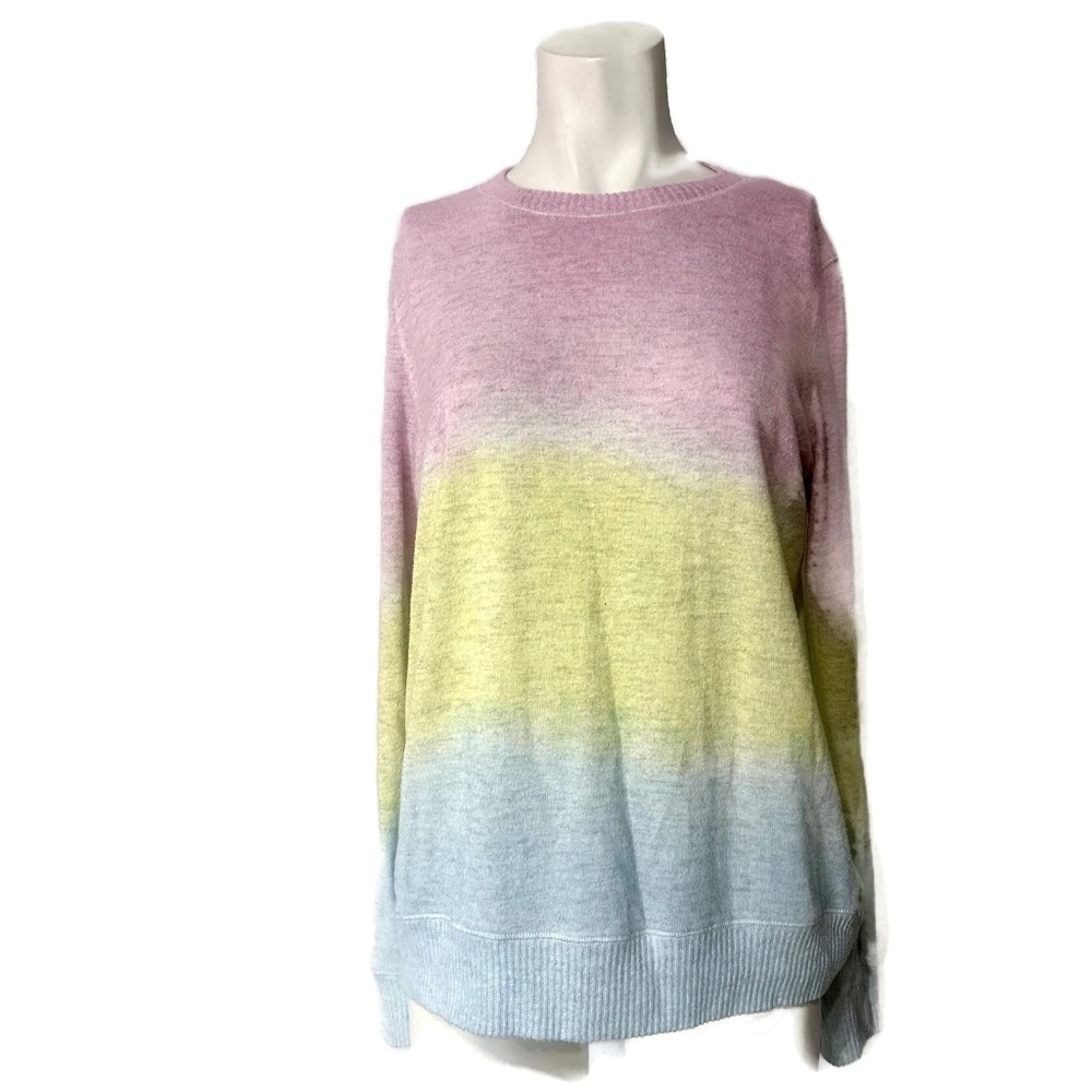 Maplesage Sweater Women Colorblock Preppy Cozy Knit Made in USA Size Medium